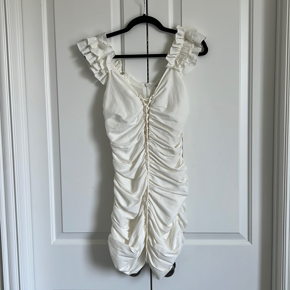 Zara White – ivory, ruched dress